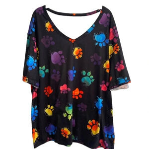 Neon paw print top.